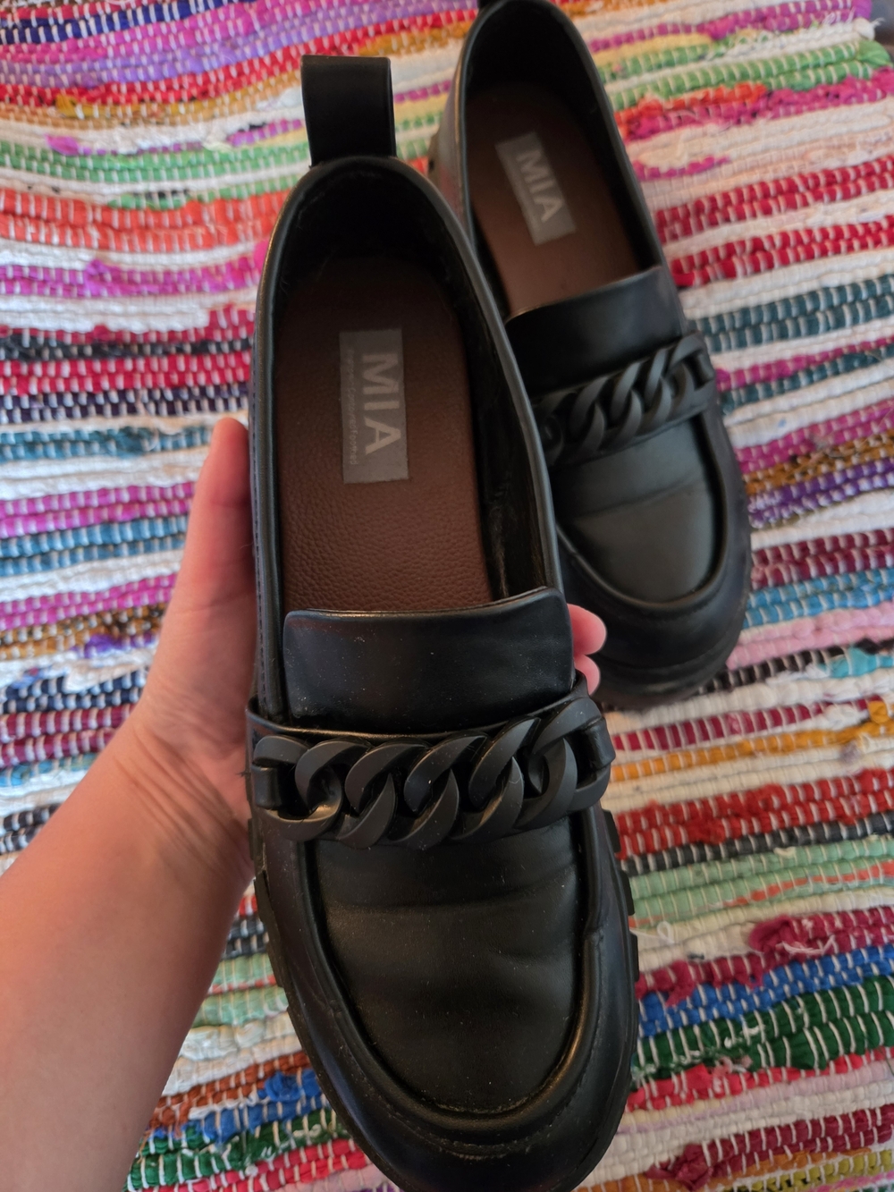 MIA Black Chain Loafer - Sleek Women's Slip-On